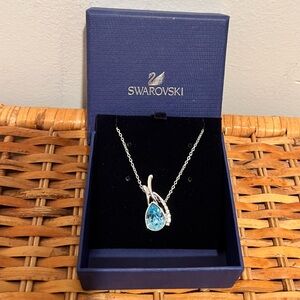 Swarovski Aquamarine and Silver Pendant Necklace